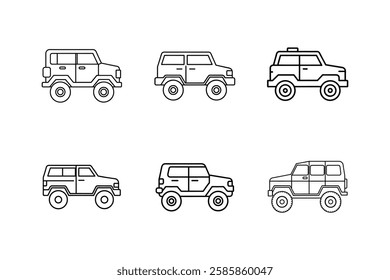 off road vehicle icon line art vector illustration