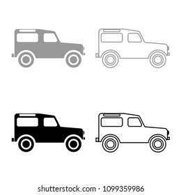 Off road vehicle icon set grey black color outline