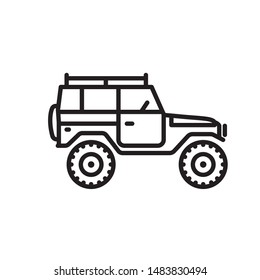 Off road vehicle truck vector line icon