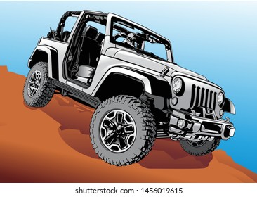 Off Road Vehicle Vector Illustration with Background