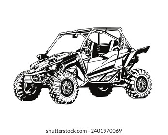 off road vehicle vector illustration in black and white style