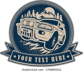 Off road vintage car logo template.