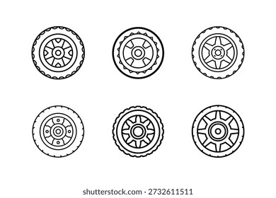 off road wheel icon line art vetor ilustração isolado contorno