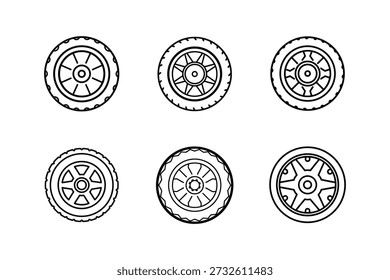 off road wheel line art vetor ilustração isolado contorno