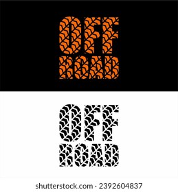 Off road  word design with tire track texture on the letters.