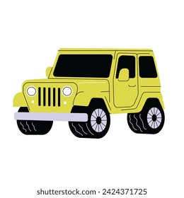 Off Road Yellow Car Flat Style Element