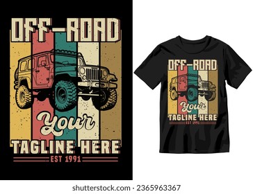 Off Road your tagline here Est 1991, Off-road Adventure vehicle solid color jeep car and vector design illustration print for boy t-shirt, 4x4 offroad