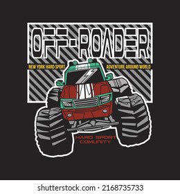 off roader design typography vector illustration for t shirt