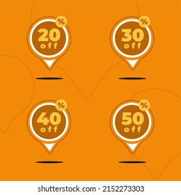 fuera de venta 20% 30% 40% 50% icono globo circular con porcentaje