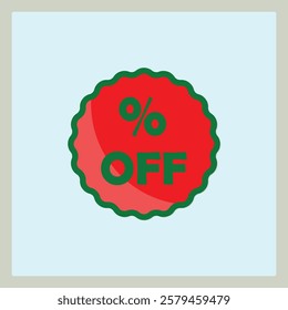 Off Sale Label Icon with percentage symbol and text on a red tag
