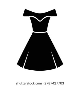Off Shoulder Dress Flat Icon Style Silhouette Vector Art Illustration