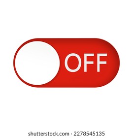 OFF slider buttons. Red and green switch interface buttons. Vector