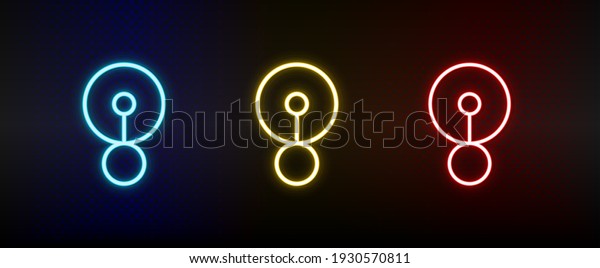 off state, switch neon icon set. Set of red, blue,\
yellow neon vector icon