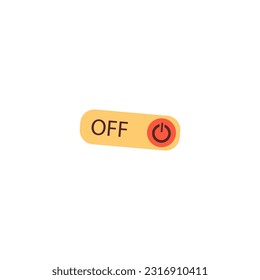 Off or switch off button flat vector illustration isolated on white background. Connection interrupting and gadgets disconnection toggle switch button.