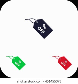 % off tag Illustration set. Blue, green, red icon.