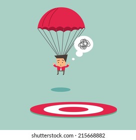 Off target from the point. Flat vector illustration
