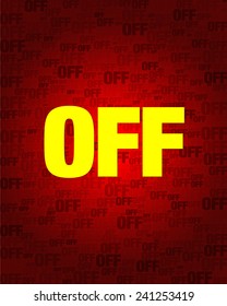 Off text on red gradient background.