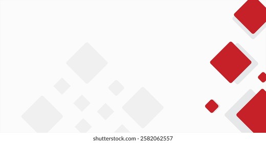 Off White background design with abstract red grey square decoration. Vector illustration for modern presentation background, brochure design, business card background, website slider, landing page et