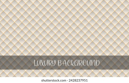 off White luxury background with golden beads and rhombuses. Gradient background. Luxury backgrounds with golden chains and beads. Editable Vector illustration. EPS 10. 