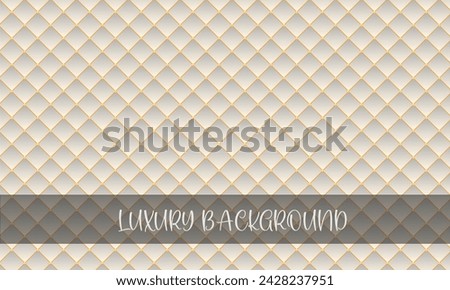 off White luxury background with golden beads and rhombuses. Gradient background. Luxury backgrounds with golden chains and beads. Editable Vector illustration. EPS 10. 
