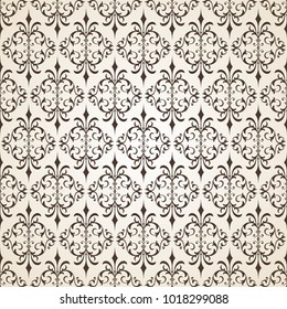 Off White Ornamental Swirl Background with Esperesso