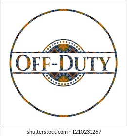 Off-Duty arabic style emblem. Arabesque decoration.