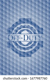 Off-Duty blue badge with geometric pattern background. Vector Illustration. Detailed.