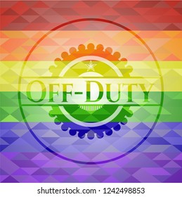 Off-Duty on mosaic background with the colors of the LGBT flag