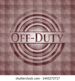 Off-Duty red seamless geometric badge.