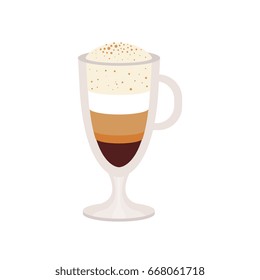  offee caramel macchiato in a glass cup vector Illustration