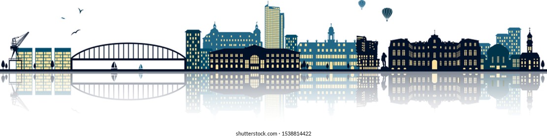 Offenbach am Main Hesse Skyline Silhouette Panorama