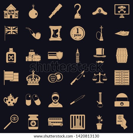Offence icons set. Simple set of 36 offence vector icons for web for any design
