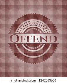 Offend red seamless badge with geometric background.