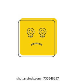 Offended emoticon face doodle icon vector illustration for design and web isolated on white background. Vector emoticon. Yellow emoticon face.