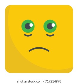 Offended emoticon face flat icon vector illustration for design and web isolated on white background. Vector emoticon. Yellow emoticon face.