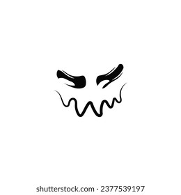 Offended scary devilish face. Evil ghost teeth for halloween as devilish decoration and emotional expression of vector evil