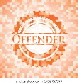 Offender abstract orange mosaic emblem with background