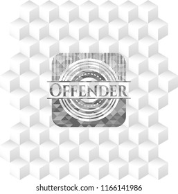 Offender realistic grey emblem with cube white background
