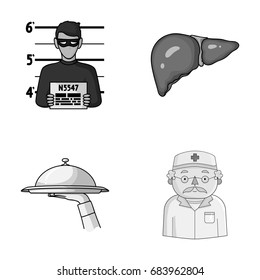 offense, cooking and other monochrome icon in cartoon style.medicine, profession icons in set collection.