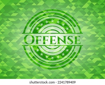 Símbolo verde ofensivo con fondo de mosaico. Ilustración vectorial. Detallado. 