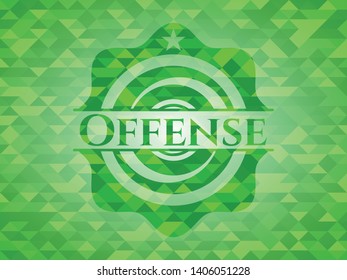 Offense green emblem with triangle mosaic background. Vector Illustration. Detailed.