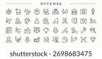 Offense icon pack. Fraud icon. Thin UI icons. Includes thin line symbols criminal, corrupt, fraud, bribery, corruption, bribe, illegal and more. Editable stroke. Vector illustration.