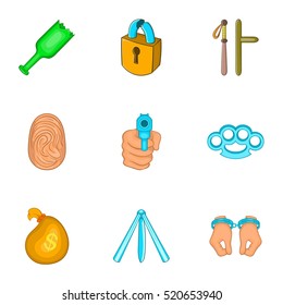 Offense icons set. Cartoon illustration of 9 offense vector icons for web