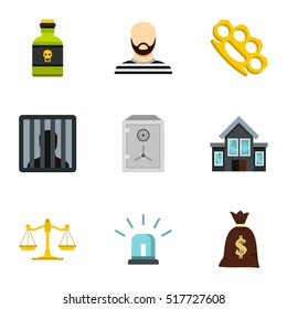 Offense icons set. Flat illustration of 9 offense vector icons for web