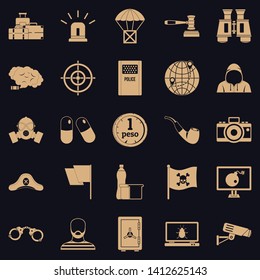 Offense icons set. Simple set of 25 offense vector icons for web for any design