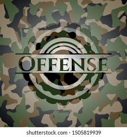 Offense written on a camo texture. Vector Illustration. Detailed.