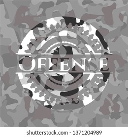 Offense written on a grey camouflage texture