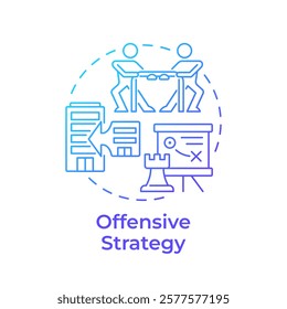 Offensive strategy blue gradient concept icon. Active aggressive commerce. Competitive business management. Round shape line illustration. Abstract idea. Graphic design. Easy to use in brochure