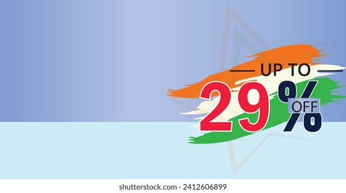 offer a 29 percent discount on select products or services with the three colors of the Indian flag ,illustration flat banner design