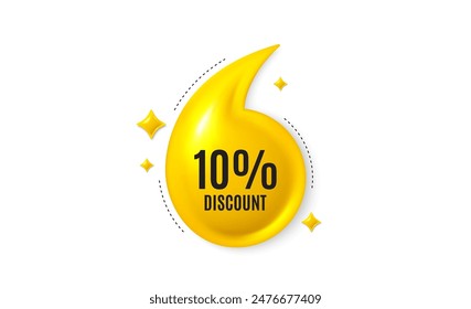 Offer 3d quotation banner. 10 percent discount tag. Sale offer price sign. Special offer symbol. Discount quote message. Yellow quotation comma banner. Vector